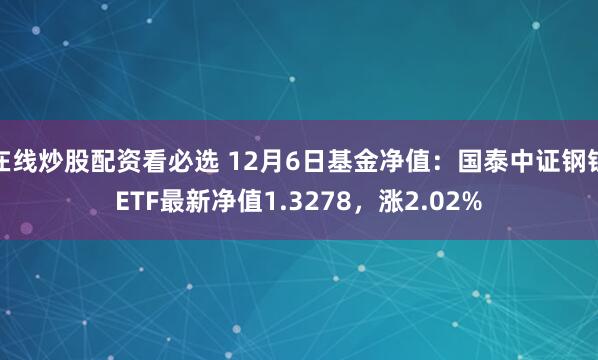 在线炒股配资看必选 12月6日基金净值：国泰中证钢铁ETF最新净值1.3278，涨2.02%
