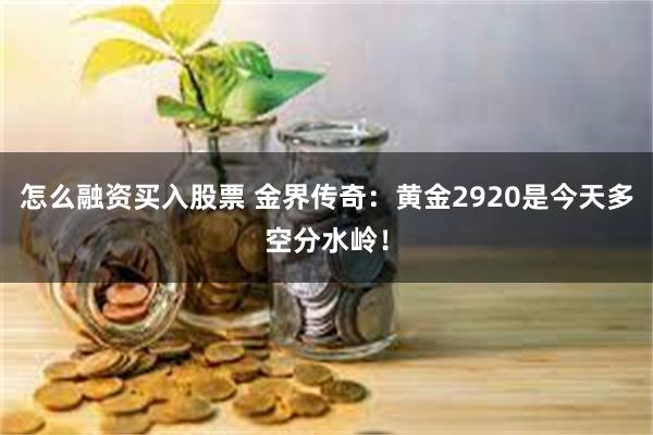 怎么融资买入股票 金界传奇：黄金2920是今天多空分水岭！