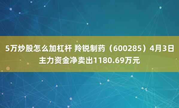 5万炒股怎么加杠杆 羚锐制药（600285）4月3日主力资金净卖出1180.69万元