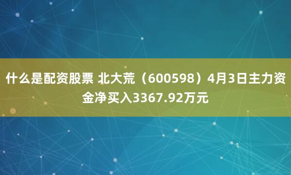 什么是配资股票 北大荒（600598）4月3日主力资金净买入3367.92万元