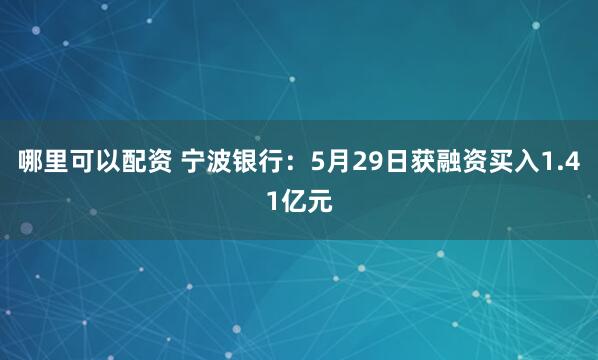 哪里可以配资 宁波银行：5月29日获融资买入1.41亿元