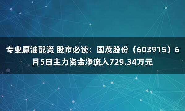 专业原油配资 股市必读：国茂股份（603915）6月5日主力资金净流入729.34万元