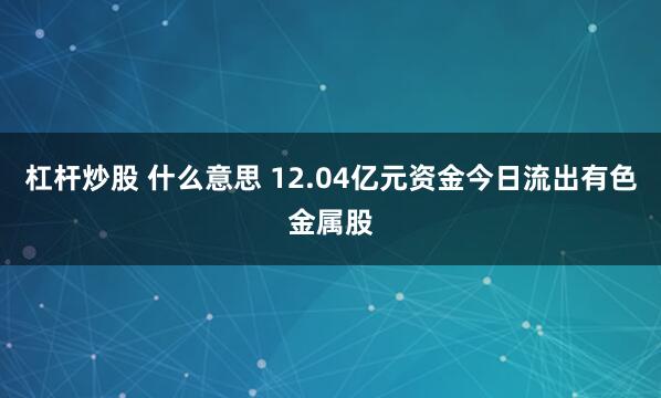 杠杆炒股 什么意思 12.04亿元资金今日流出有色金属股