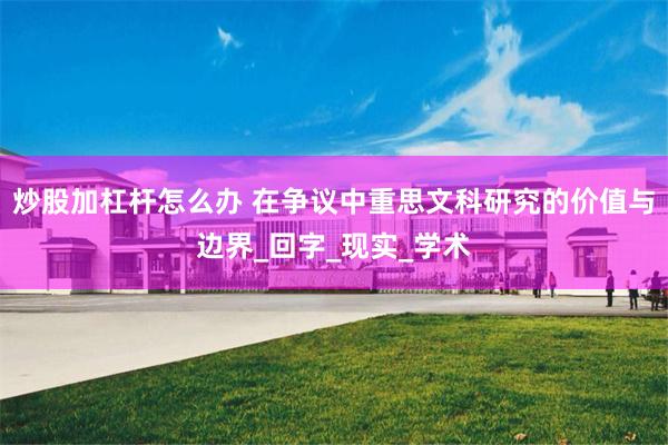 炒股加杠杆怎么办 在争议中重思文科研究的价值与边界_回字_现实_学术